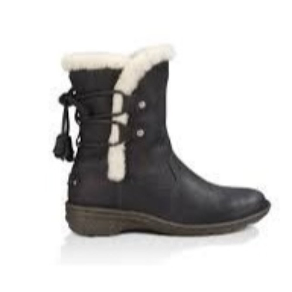 UGG Australia Akadia 1007760 Black Stout Suede Leather Lace Up Boots Sheerling 7
